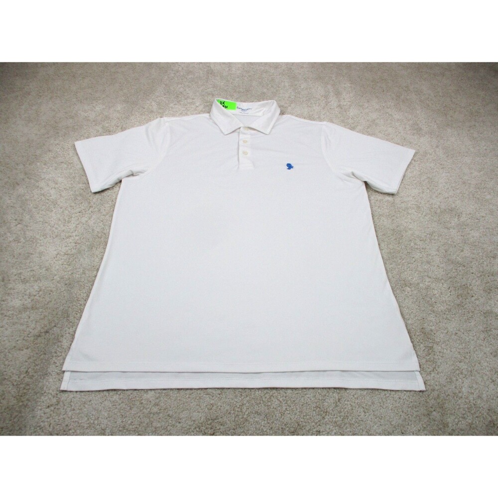 B Draddy Polo Shirt Mens Large L Sport White Performance Stretch Preppy Golf